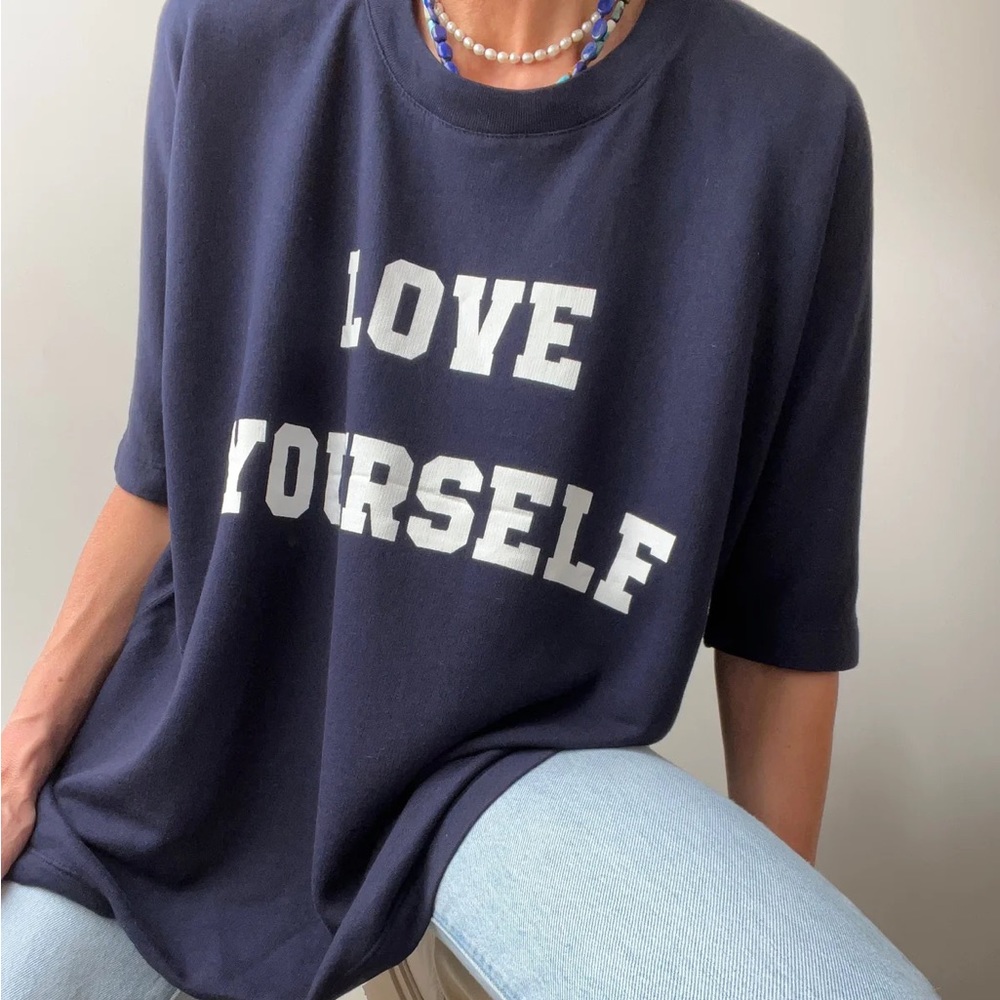 Zadig & Voltaire Love Yourself Navy Blue Crew Neck Oversized Shirt or Sweatshirt